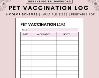 pet vaccination form etsy