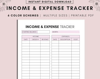 Business Expense Tracker, Small Business Income & Expense Tracker, Small business organizer, Budget Overview, Business Budget A4 A5 LETTER
