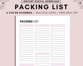 blank packing list etsy