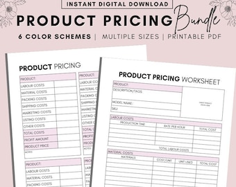 Product Pricing Printable Bundle, Item Pricing, Product Price Calculator, Business Costs, Small Business, Planner Insert, A4, A5, Letter