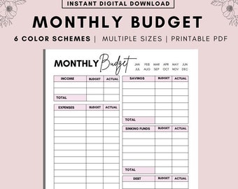 MONTHLY Budget Overview Template Printable, Budget Binder, Budget Planner,  Paycheck Budget Printable, Budget Template A4 A5 Letter PDF