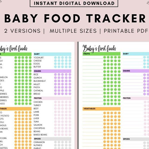 Baby's FIRST FOOD Checklist Printable Baby First 100 - Etsy Canada