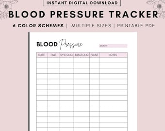 Blood Pressure Log Book Printable, High Blood Pressure Tracker, Hypotension Tracking, BP tracker, A4/A5 Letter PDF