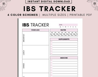IBS Tracker Printable: Food Diary, Symptom & Medication Log (A4/A5/US Letter PDF)