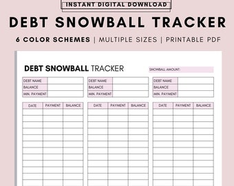 Snowball Debt Tracker Printable: Finance Planner (PDF)