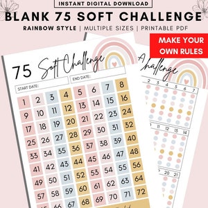 BLANK 75 Soft Challenge Tracker, 75 Soft Challenge, 75 Day Challenge Printable,  Fitness Journal, Self Improvement, Weight Loss Challenge