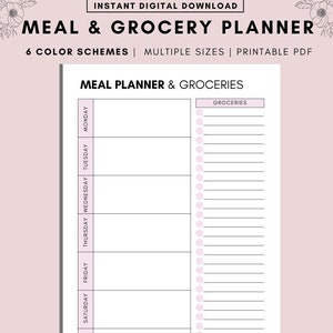 Meal Planner and Groceries Planner, Weekly Menu Planner, Meal Prep, Health Planner, Grocery List Printable, Fitness Planner, A4 Letter PDF image 1