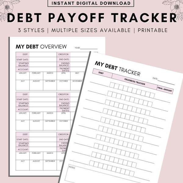 Debt tracker, debt snowball, debt payment tracker, snowball debt printable, debt snowball tracker printable, debt payoff, debt printable