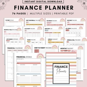 Rainbow Budget Planner Finance Planner Monthly Budget Planner Printable Budget Binder Bill Tracker Printable Financial Journal A4 A5 LETTER