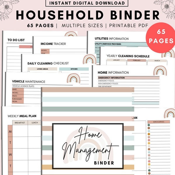 Household Binder Printable, Home Management Planner, Household Planner Life Planner Printable Inserts ultimate household A4 A5 LETTER