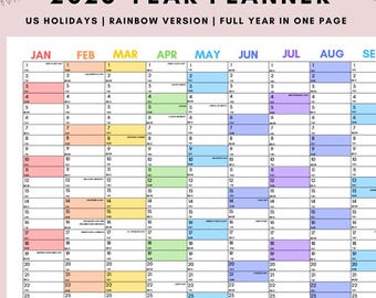 2026 Jahresplaner: Minimalistischer Kalender zum Ausdrucken mit US Feiertagen (Digitaler Download)