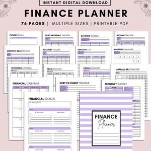 Purple Budget Planner Finance Planner Monthly Budget Planner Printable Budget Binder Bill Tracker Printable Financial Journal A4 A5 LETTER