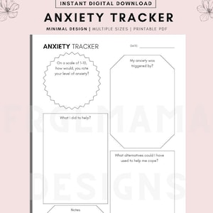 Anxiety Tracker Sheet, Anxiety Triggers Printable, Anxiety Worksheets, Therapy Tools, Therapy Worksheets, Anxiety Journal, Therapy office