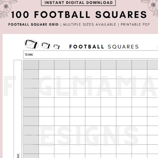 Free Printable Football Squares Etsy