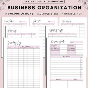 Printable Business Organization Planner and Tracker Sheets Template, Small Business Planner Home Business Organizer Printable A4 A5 PDF