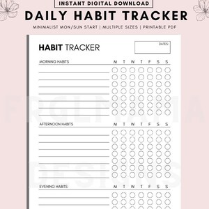 Daily Habit Tracker Printable, Daily Routine Planner Printable, Routine Checklist, Morning Routine, Daily Routine Tracker, Habit Tracker