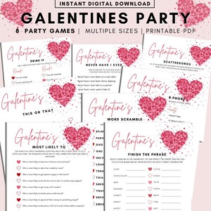 Galentine's Day Spiele - 8 druckbare Spiele für Kinder und Erwachsene - Galentines Day Zoom Party Pack - Galentine's Day Aktivitäten Sofortiger Download