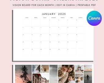2025 Vision Board Kalender: Monatsplaner (druckbare PDF)