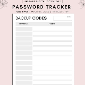 Password Tracker Printable & Fillable, Password Keeper, Password Organizer, Password Log, A4/A5/Letter, Instant Download PDF