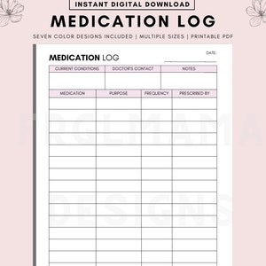 Medication Tracker Printable, Printable Easy Medicine Chart, Weekly Medication Log, Supplement Tracker, Pills, Medicine List, MedicalTracker