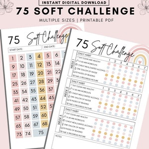 75 Soft Challenge Tracker, 75 Soft Challenge, 75 Day Challenge Printable,  Fitness Journal, Self Improvement, Weight Loss Challenge, PDF