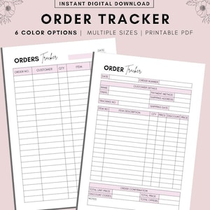 Small Business Planner Template, Order Form, Order Tracker Printable, Orders Tracking, Online Business, Printable Order Form Fillabe A4 A5