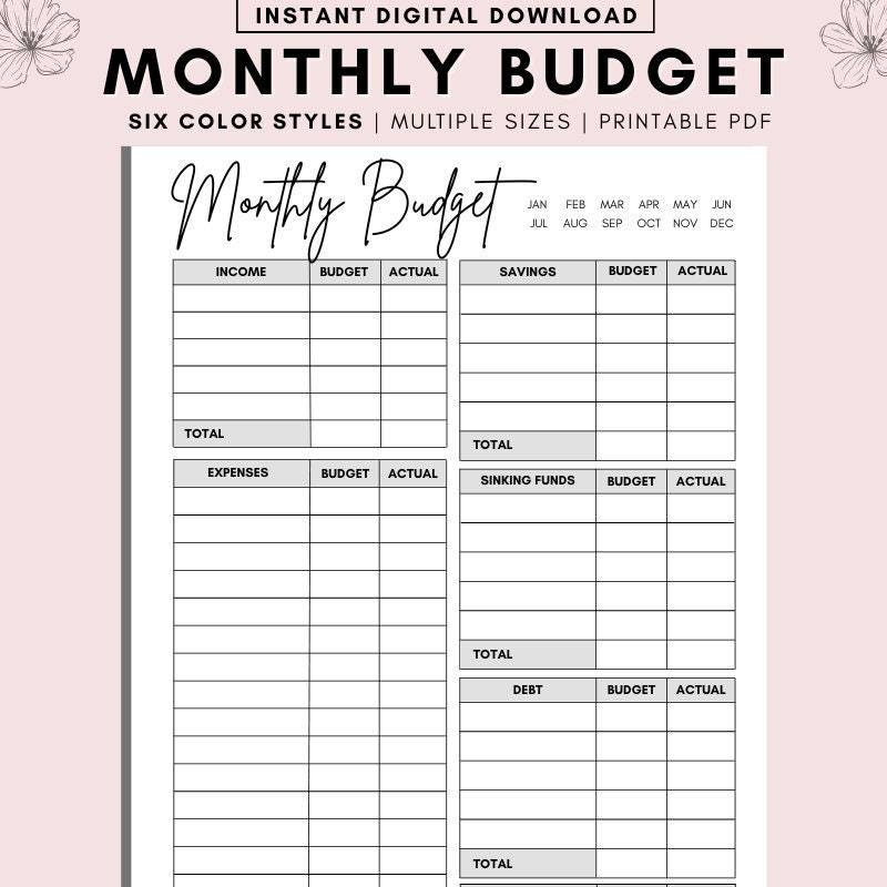 Printable Budget - Etsy