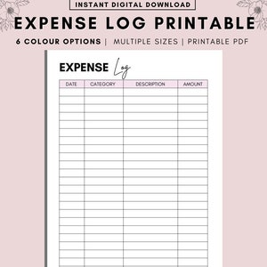 Printable Expense Log, Expense Tracker Printable, Spending Sheet, Purchase Log, Personal Finance Printable - A4 A5 Letter PDF