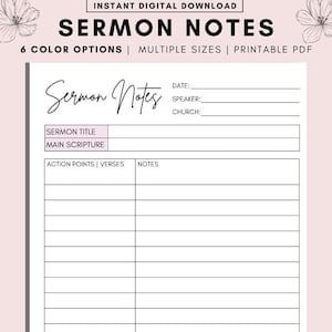 Printable Sermon Notes Sermon Summary Note Christian Planner Printable Cornell Sermon Notes GoodNotes Sermon Note Templates PDF Download