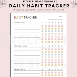 Daily Habit Tracker Printable, Daily Routine Planner Printable, Routine Checklist, Morning Routine, Daily Routine Tracker, Habit Tracker