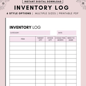 Inventory Management Form, Inventory sheet, Small business organizer, Inventory List, Product Inventory Tracker Template, A4 A5 LETTER PDF