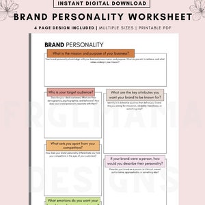Brand Personality Worksheet, Branding Planner, Branding workbook, Brand Strategy, Business Branding, Small Business plan, Business Planner