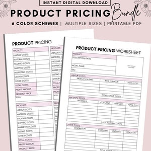 Product Pricing Printable Bundle, Item Pricing, Product Price Calculator, Business Costs, Small Business, Planner Insert, A4, A5, Letter