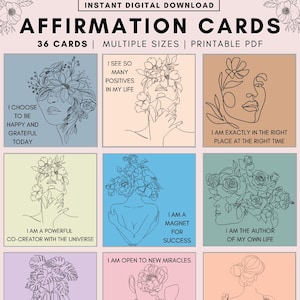 Affirmation Cards Printable, Affirmation Deck, Manifestation Cards, Law of Attraction, Positive Affirmation Cards, Self Love