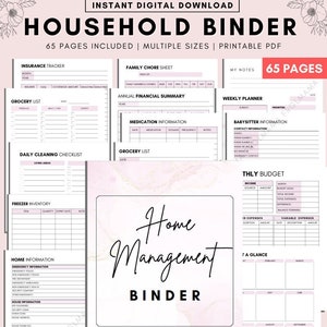 Household Binder Printable, Home Management Planner, Household Planner Life Planner Printable Inserts ultimate household A4 A5 LETTER