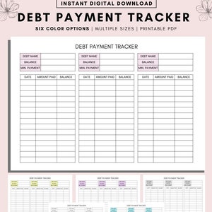 Tracker pagamento debiti stampabile, Tracker debiti valanga, Tracker avanzamento debiti, Tracker debiti stampabile, Tracker finanziario, Pagamento rimborso debiti