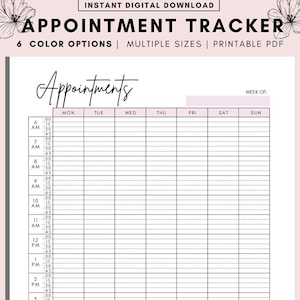 Appointment Tracker Printable, 15 Minute Interval Appointment Planner, Appointment Reminder,  Meeting Tracker, A4, A5, LETTER PDF