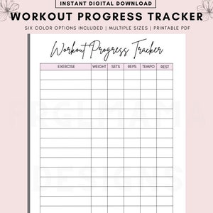 Workout Fortschritt Tracker druckbar, druckbarer Trainingsplaner, wöchentlicher Trainingsplaner, Trainingskalender, Trainingsplan, Fitnessplaner