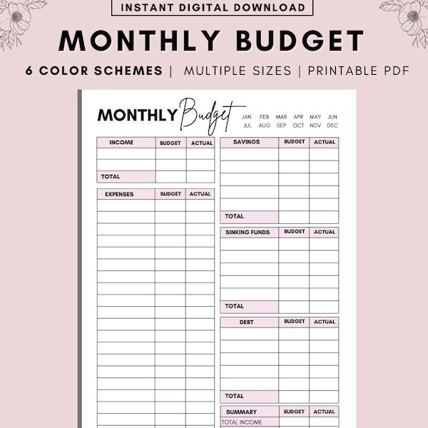 Printable Budget - Etsy