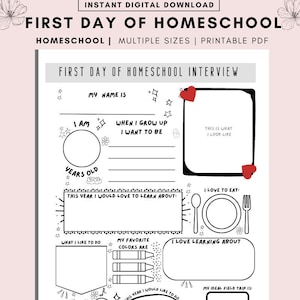 First Day of Homeschool Interview Printable, Homeschool Planner, Homeschool Planner Printable, Preschool Learning, First Day of School,