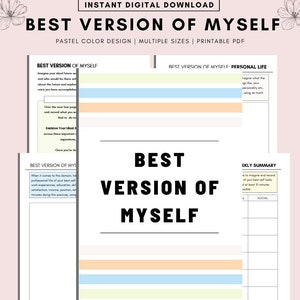 Best Version of Myself, Life Goals Planner, Goal Setting, Life Vision Planner, New Year Goal Planning Goal Planner Printable