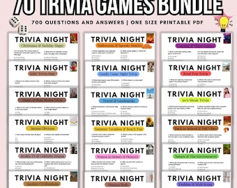 Pub Trivia Spiele Bundle: 700+ Fragen (druckbare PDF)