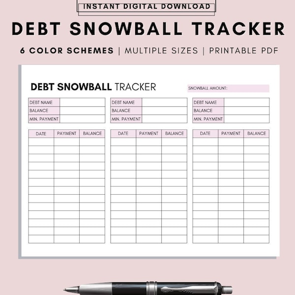 Debt Payment Tracker Printable, Snowball Debt Tracker Printable, Debt Tracker Printable, Debt Snowball Tracker, Debt Progress Tracker, PDF