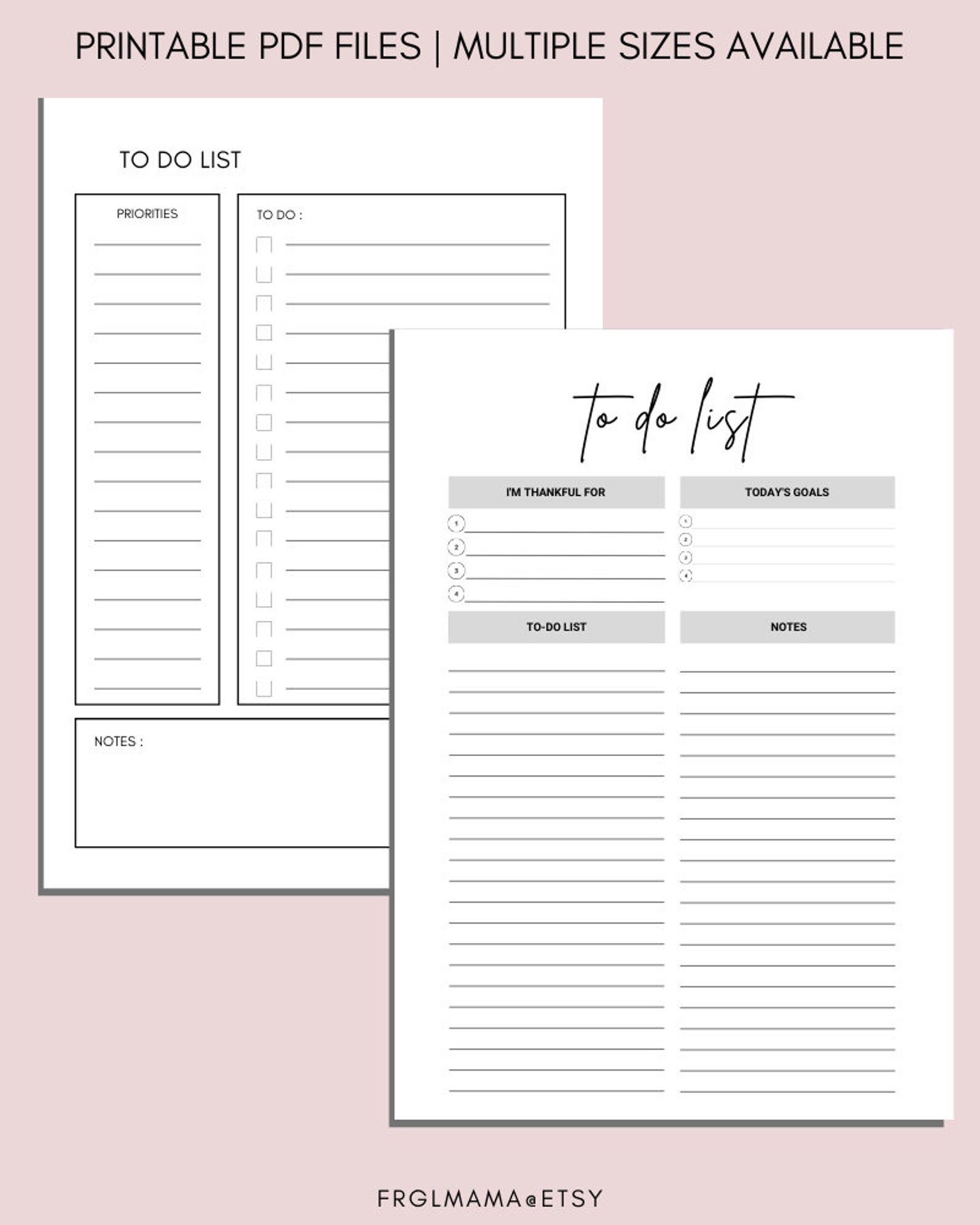 Minimalist to Do List Printable Bundle: Daily Planner (PDF) - Etsy