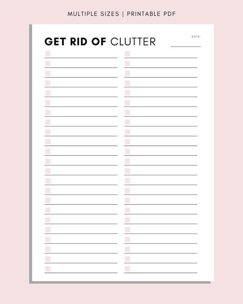 Declutter Challenge Planner: Cleaning Checklist (PDF) - Etsy