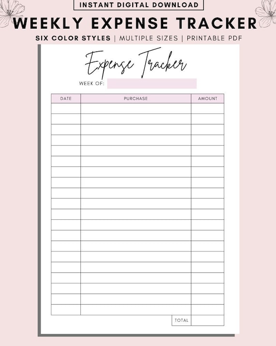 Weekly Expense Tracker Printable | Expense Tracker
