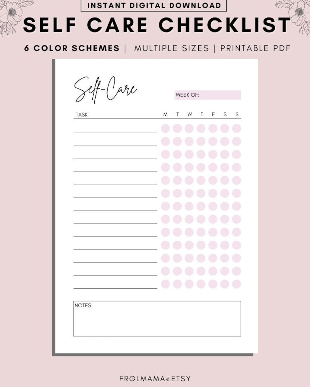 Self Care Checklist: Printable Wellness Planner (PDF) - Etsy