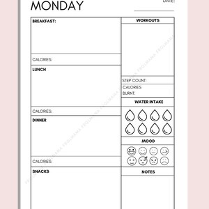 SEVEN DAY Daily Food Diary Printable, A4 A5 Printable Daily Food ...