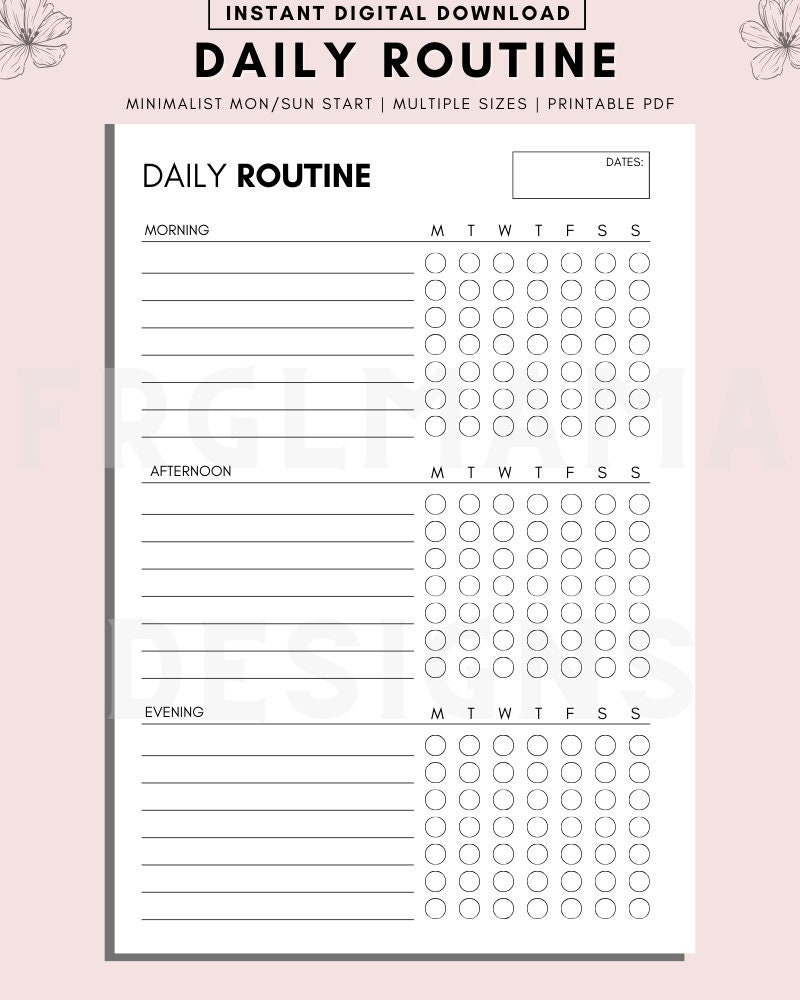 Daily Routine Planner Printable: Habit Tracker, A4/A5 & US Letter (PDF ...