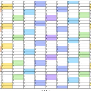 Volledige jaarkalender 2024, 2024 maandelijkse planner, 2024 Rainbow jaarkalender, kalender afdrukbaar, 2024 muurplanner, muurkalender 2024, afbeelding 3